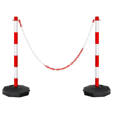 Goplus 2 Pack Delineator Post Cone, Traffic Cones Safety Barrier with Octagonal Fillable Base & 5FT Link Chains (2PCS, White+Red) - GoplusUS