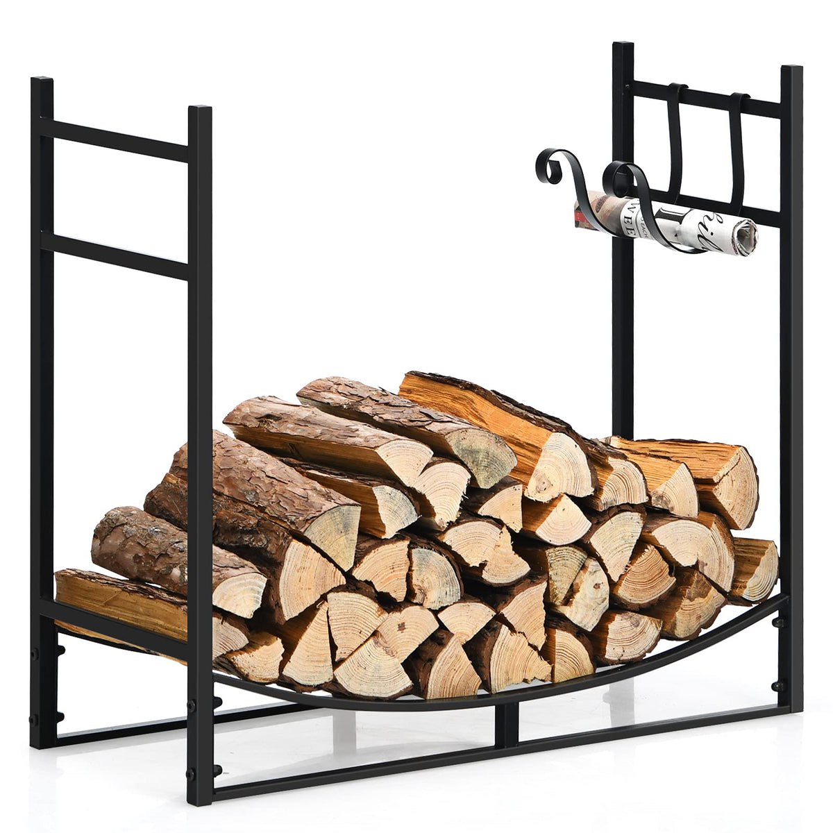 Firewood Rack, 33' Heavy Duty Metal Wood Log Holder - GoplusUS