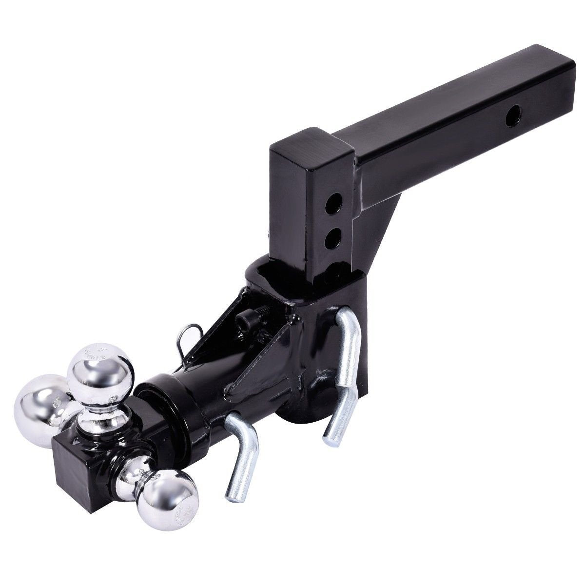 Triple Ball Swivel Adjustable Drop Turn Trailer Tow Hitch Mount for 2" Receiver