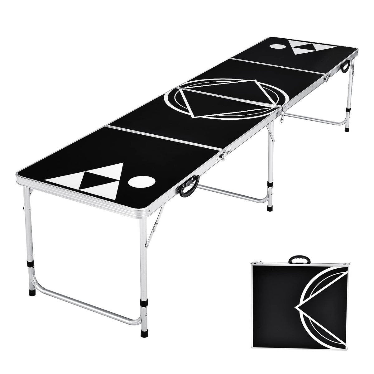 8 Ft Portable Beer Pong Table, Foldable Party Pong Tailgate Table - GoplusUS