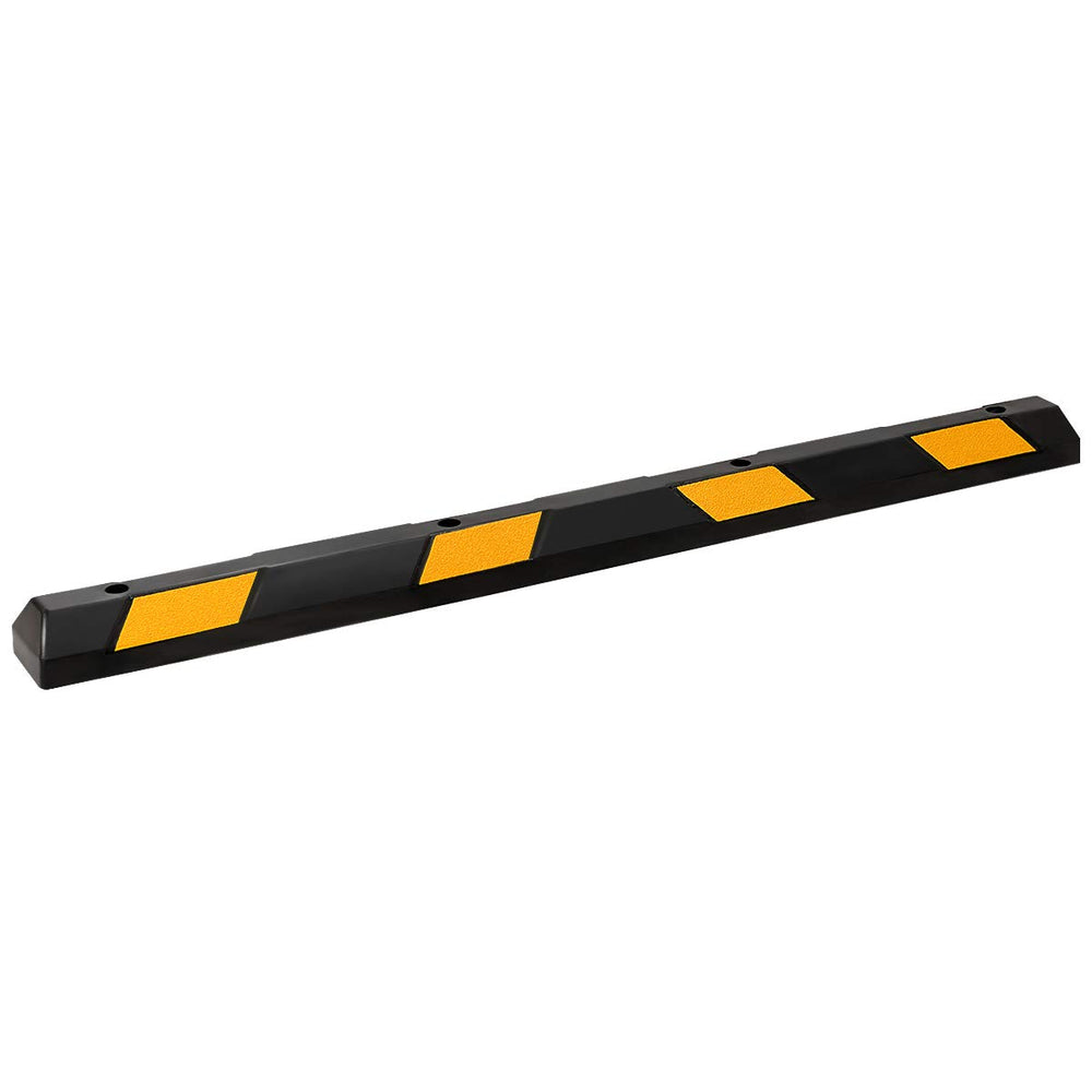 Goplus Rubber Parking Curb, 72" Heavy Duty Packing Block Parking Target with 8 High Reflective Yellow Safety Stripes - GoplusUS