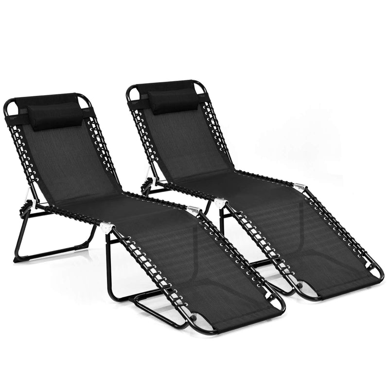 Load image into Gallery viewer, Folding Beach Lounge Chair Black/Gray) - GoplusUS
