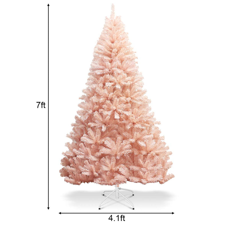 Load image into Gallery viewer, Artificial Pink Christmas Tree, 6ft/7ft Premium Unlit Hinged Spruce Full Tree - GoplusUS
