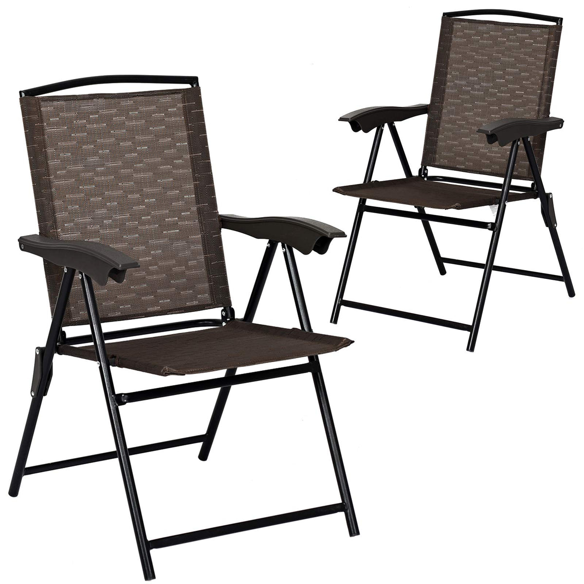 Folding Sling Chairs Sets of 2, Portable Chairs for Patio Garden Pool Outdoor & Indoor - GoplusUS