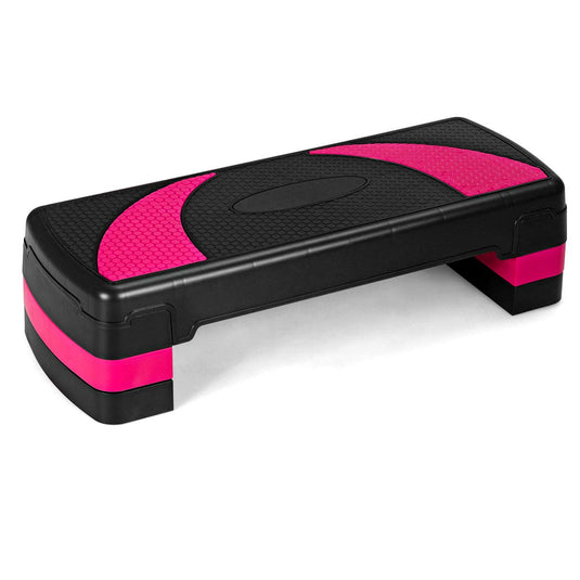 31" Aerobic Exercise Stepper Deck for Home Gym and Office (Black+Pink) - GoplusUS