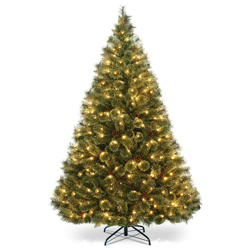 Load image into Gallery viewer, 6FT Prelit Christmas Tree, Flowering Hinged Christmas Tree - GoplusUS
