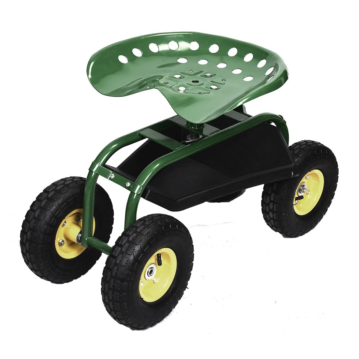 Garden Cart Rolling Work Seat Outdoor Lawn Yard Patio Wagon Scooter for Planting - GoplusUS