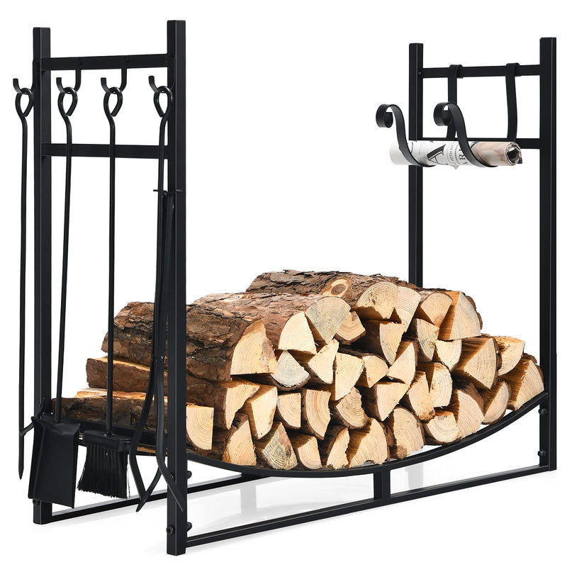 Load image into Gallery viewer, Firewood Rack with Tool Set  36&#39; /30&#39; Fireplace Log Holder - GoplusUS
