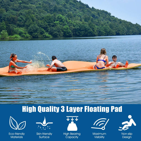 12' x 6' Floating Water Pad, 3-Layer Tear-Resistant XPE Foam Mat - GoplusUS