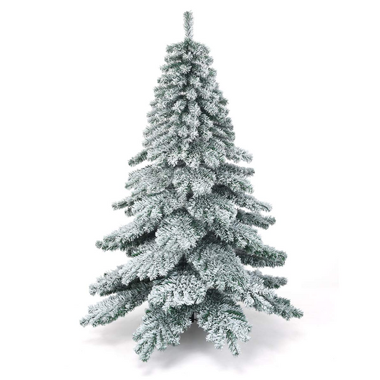 Goplus Snow Flocked Artificial Christmas Tree, Hinged Alaskan Pine Tree with Metal Stand, 100% New PVC Material - GoplusUS