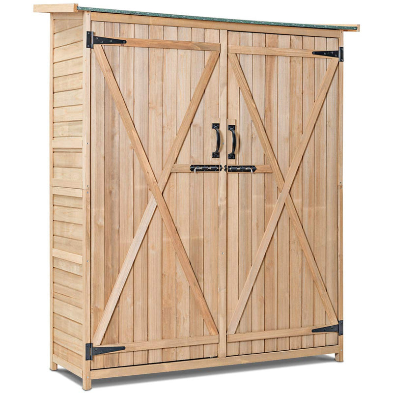 Load image into Gallery viewer, Outdoor Storage Shed, Fir Wood Cabinet for Garden Yard, Lockable Doors - GoplusUS
