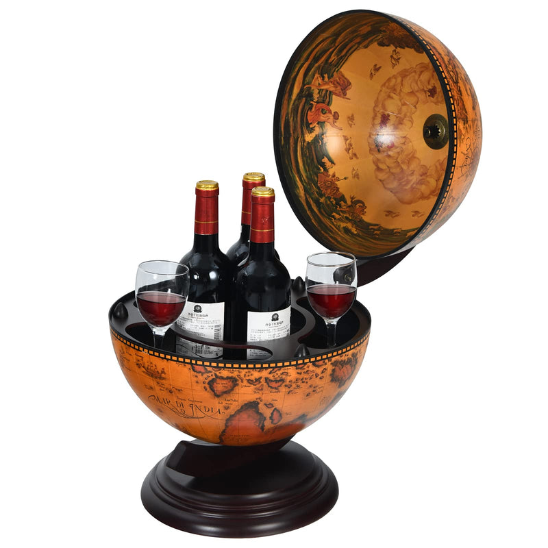 Load image into Gallery viewer, Tabletop 13&quot; Globe Wine Bar Stand, 16th Century Italian Nautical Chart Liquor Cabinet
