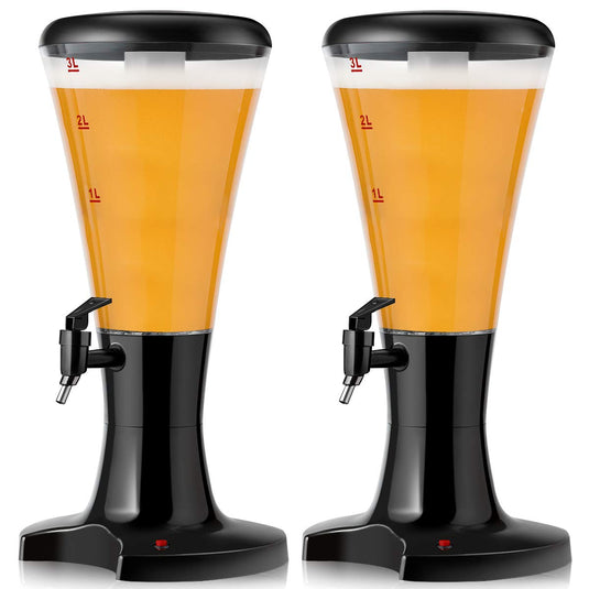 Beer Tower Dispenser 3L Cold Draft Beer Tower Beverage Dispenser with LED Lights & Removable Ice Tube - GoplusUS