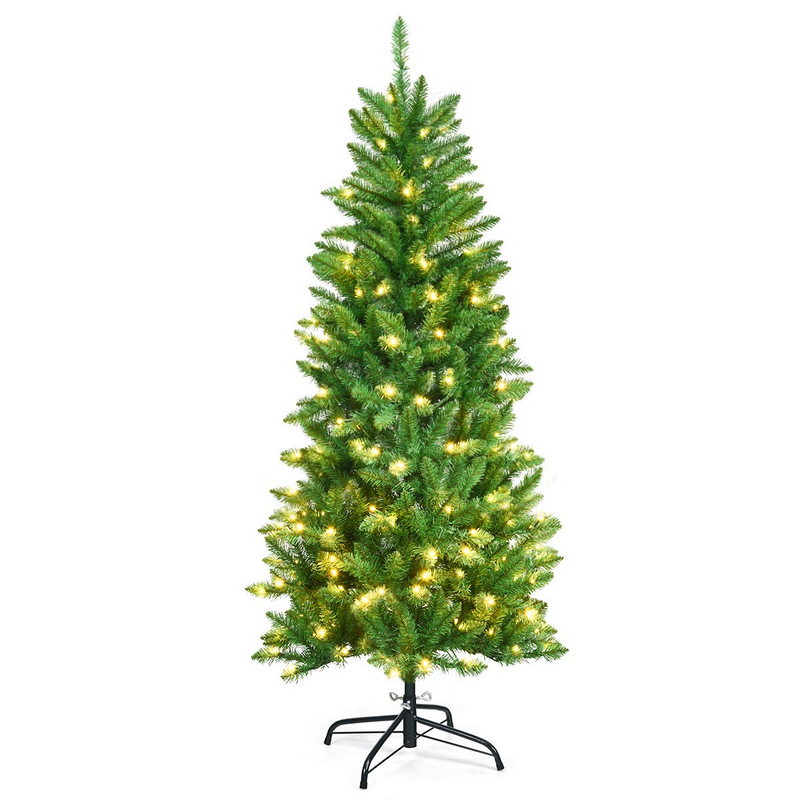 Load image into Gallery viewer, Goplus 5ft Pre-lit Artificial Christmas Tree, Hinged Fir Pencil Christmas Tree with Lights - GoplusUS
