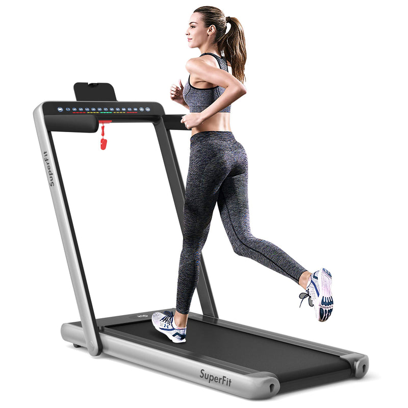 Load image into Gallery viewer, 2 in 1 Folding Treadmill with Dual Display, 2.25HP Superfit Under Desk Electric Pad - GoplusUS
