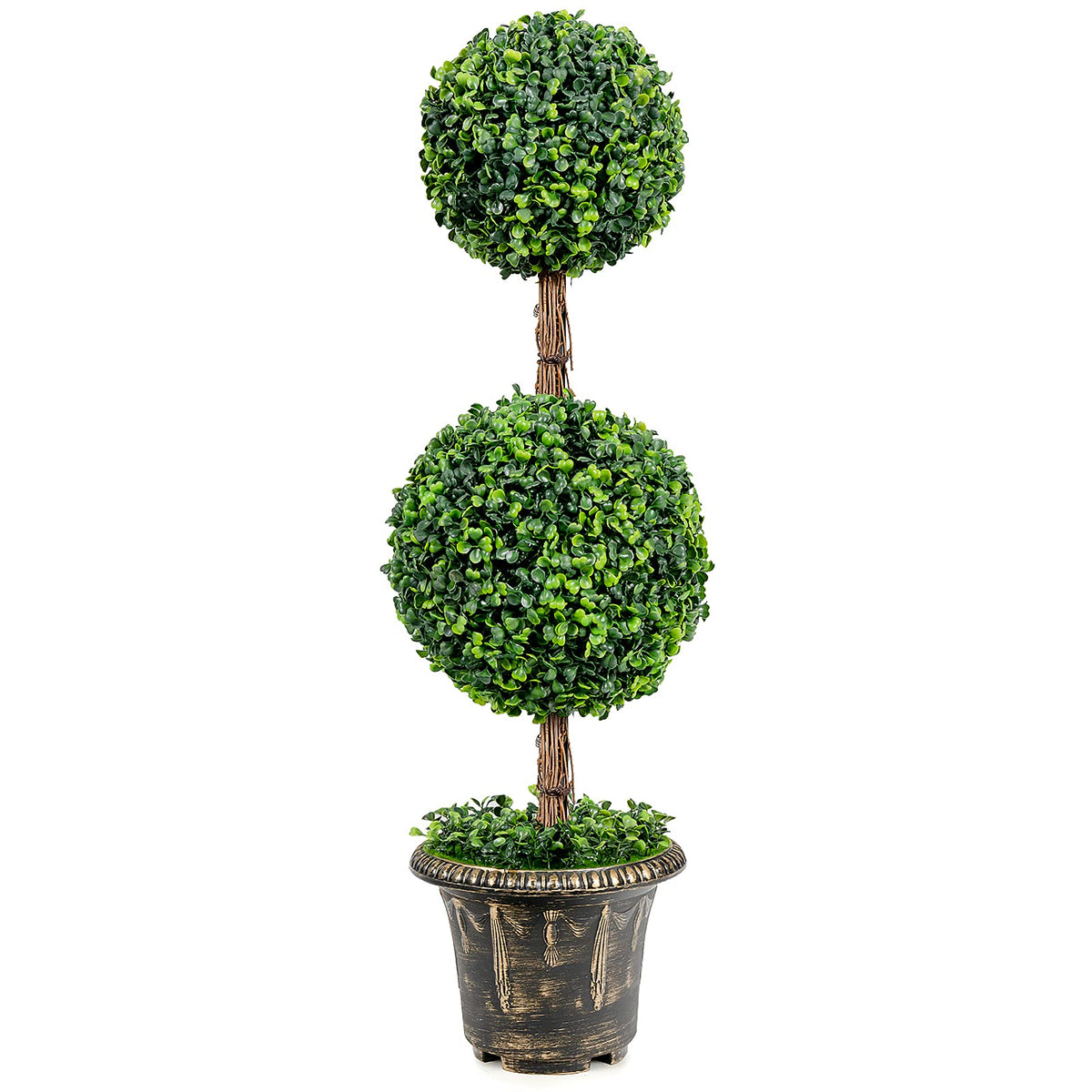 3 Ft /4 Ft Artificial Boxwood Topiary Tree, Fake Greenery Plants Ball Tree - GoplusUS