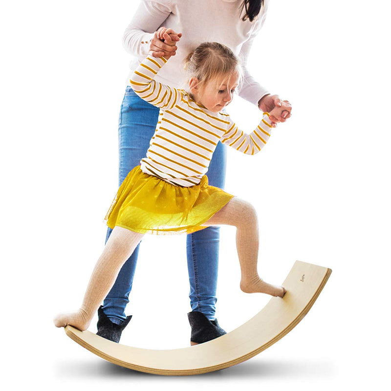 Load image into Gallery viewer, Wooden Balance Board Curvy Wobble Board
