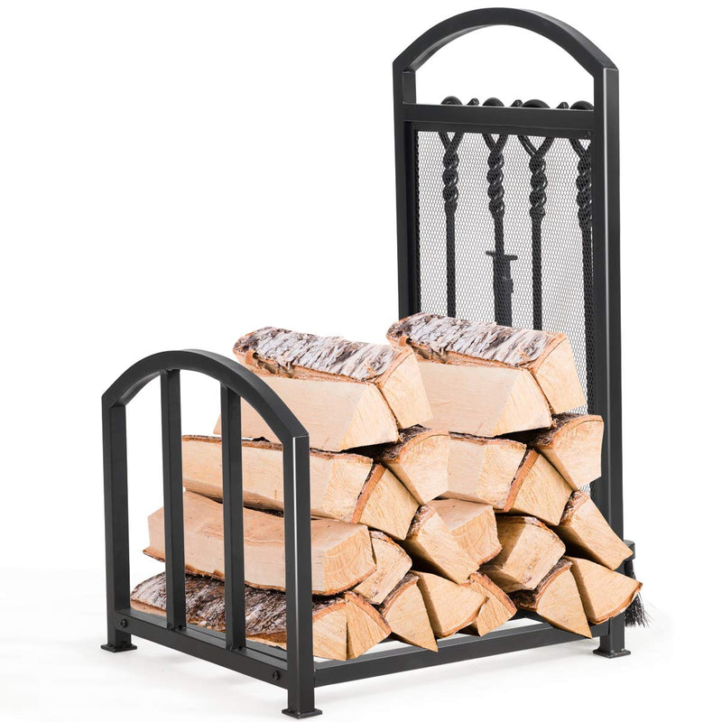 Load image into Gallery viewer, Firewood Log Rack with 4 Fireplace Tools - GoplusUS
