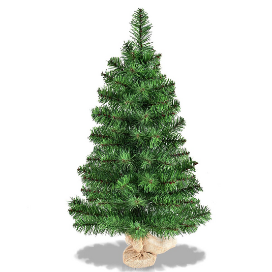 Goplus Christmas Tree Tabletop Artificial PVC Green Spruce Tree in Burlap Base - GoplusUS