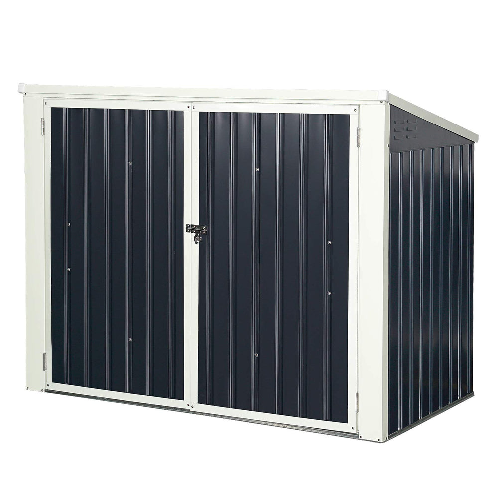Outdoor Storage Shed 6' x 3', Multi-Purpose Galvanized Steel Garbage Cans Box - GoplusUS