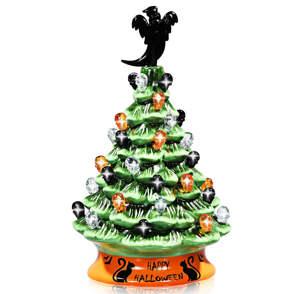 11.5" Battery Powered Hand-Painted Ceramic Tabletop Christmas Tree - GoplusUS
