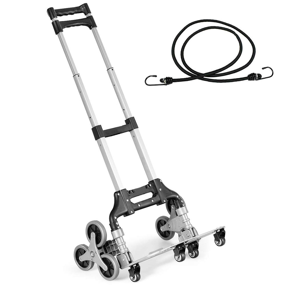 Goplus Stair Climbing Cart, All Terrain Stair Climbing Hand Truck with Bungee Cord, Heavy Duty with 6 Wheels - GoplusUS