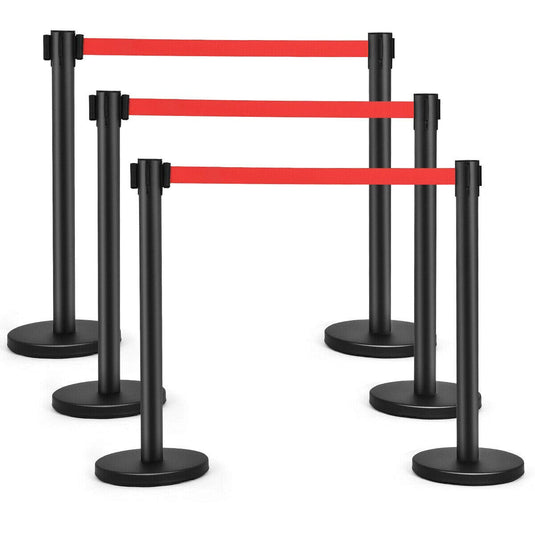 6Pcs Stanchions, Crowd Control Barriers with 6.5' Retractable Belt - GoplusUS