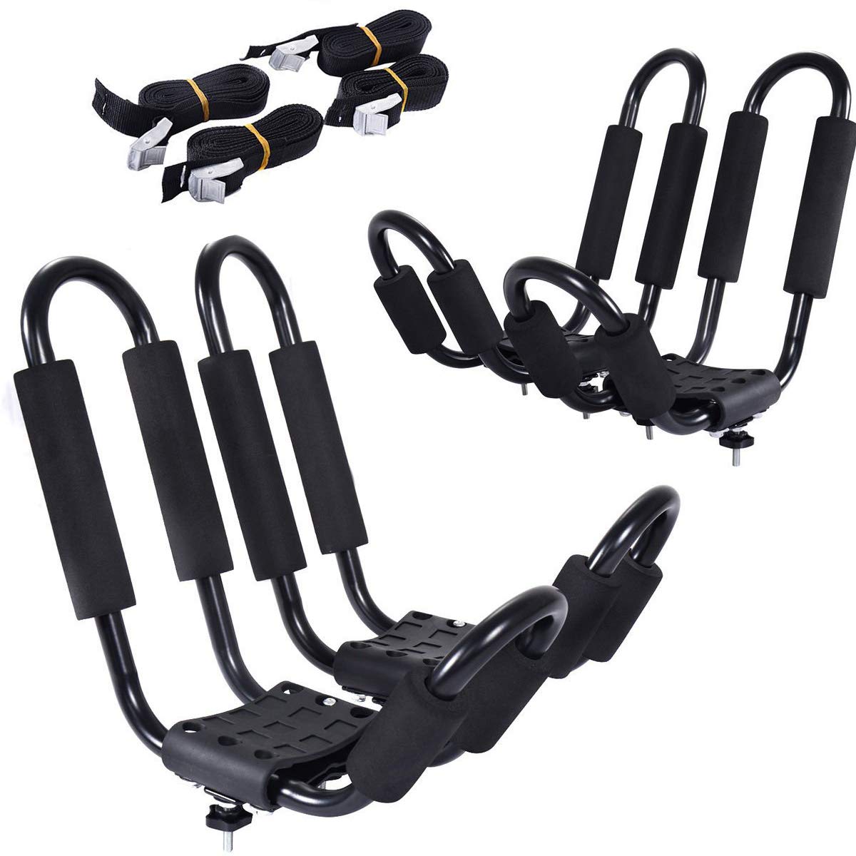 2 Pairs Kayak Roof Rack, Universal Kayak Carrier J-Bar Rack with 4