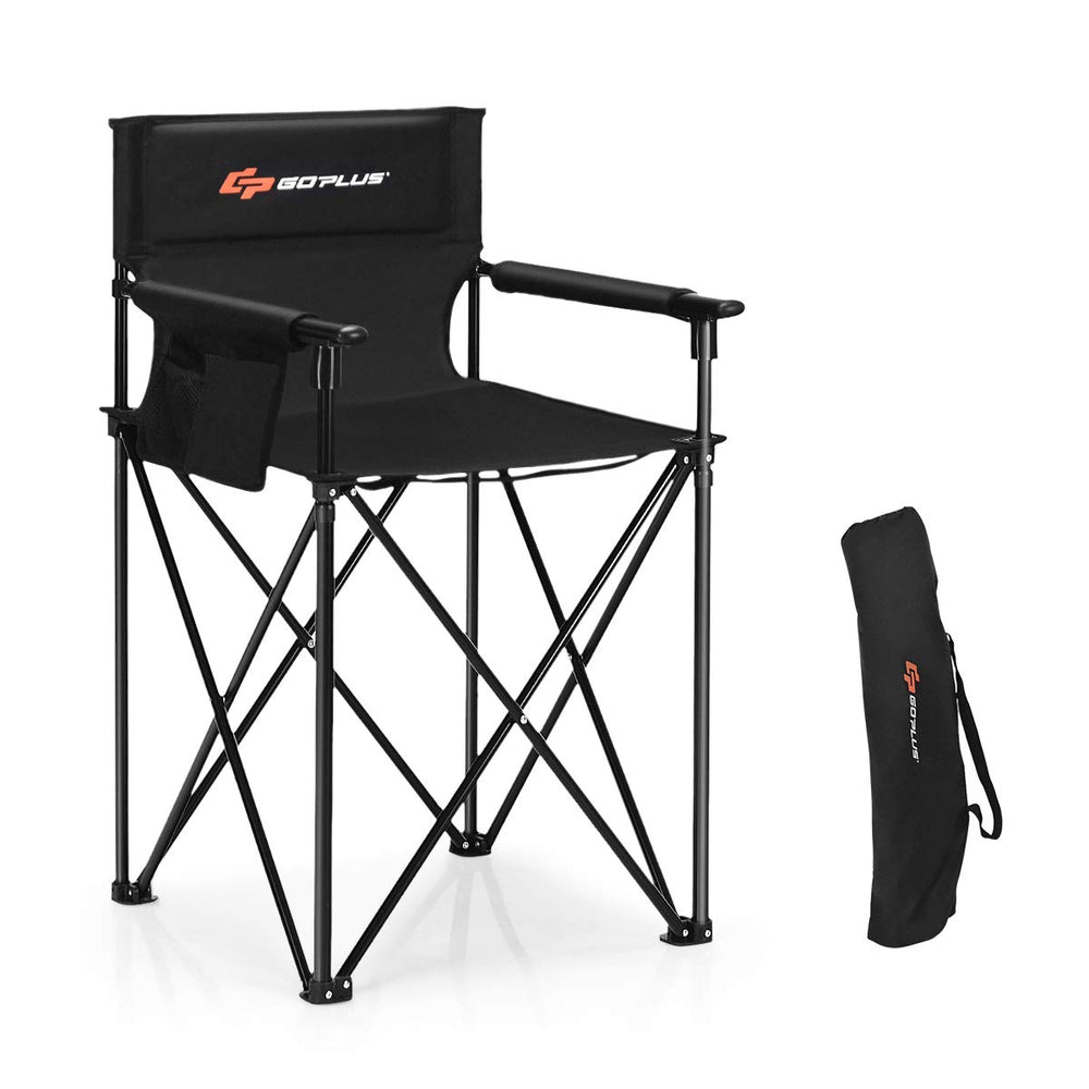 Folding Camping Chair, Outdoor Portable Beach Chair Heightened Design - GoplusUS