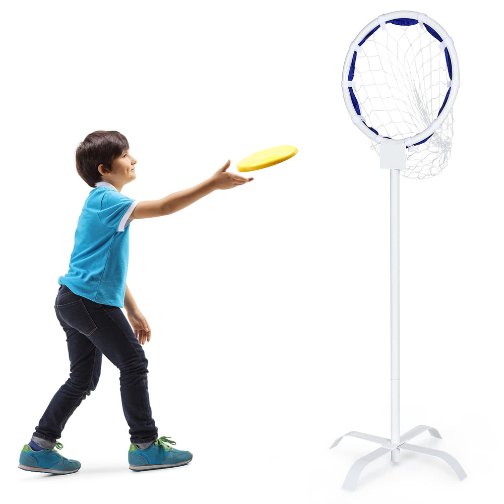 Goplus Outdoor Game Set, Frisbee Target Yard Game, Portable Metal Flying Disc Stand w/ 17.5" Hoop & Mesh Net - GoplusUS