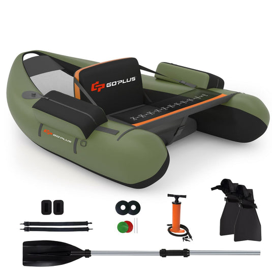 Inflatable Fishing Float Tube, with Storage Pockets - GoplusUS