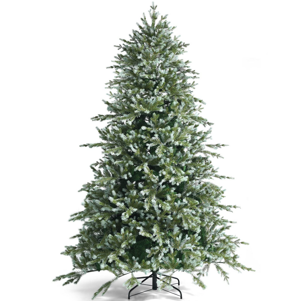 Goplus 8ft Artificial Christmas Tree, Unlit Hinged Xmas Spruce Tree w/ 1658 Mixed PE & PVC Branch Tips - GoplusUS