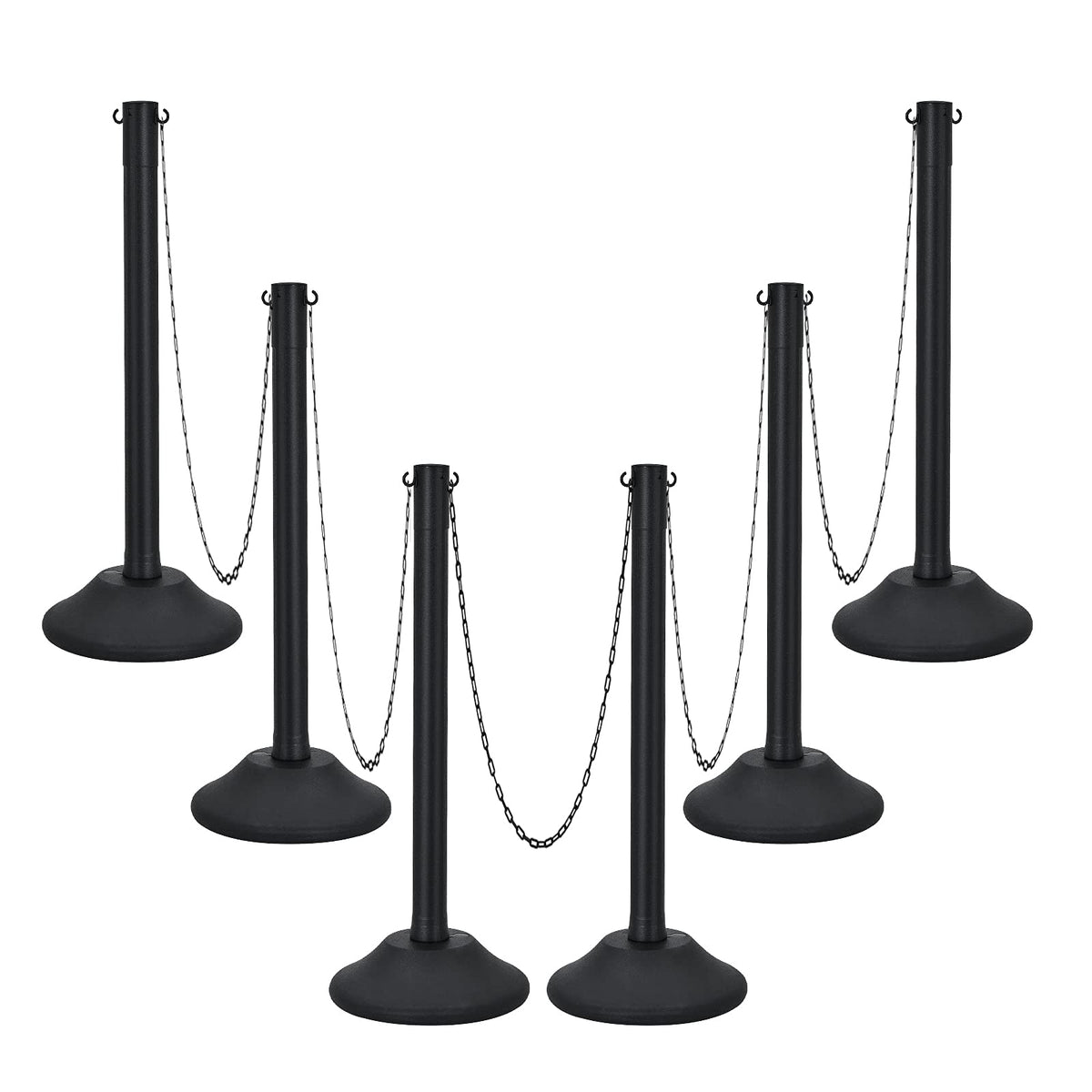 6PCS Plastic Stanchion Set, Crowd Control Safety Barriers with 60" Link Chain - GoplusUS
