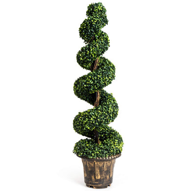 4 Ft Artificial Boxwood Spiral Tree, Fake Greenery Plants - GoplusUS