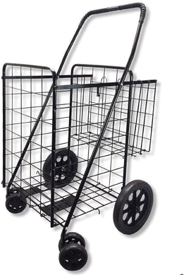 Jumbo Folding Shopping Cart for Grocery Laundry Book Luggage Travel - GoplusUS