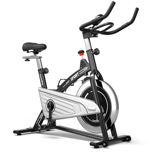Indoor Exercise Cycling Bike, Smooth Belt Drive Stationary Bike W/ Heart Rate, LCD Monitor - GoplusUS