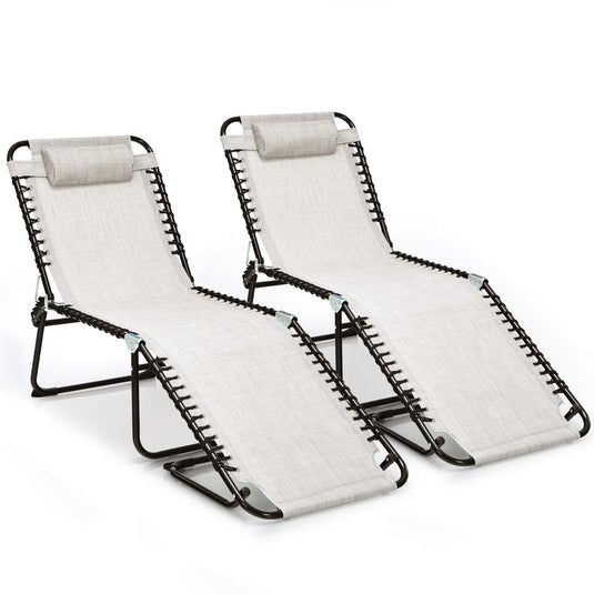 Folding Beach Lounge Chair Black/Gray) - GoplusUS
