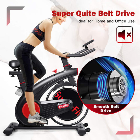 Indoor Cycling Bike, Silent Belt Drive Exercise Bike with Phone Holder - GoplusUS