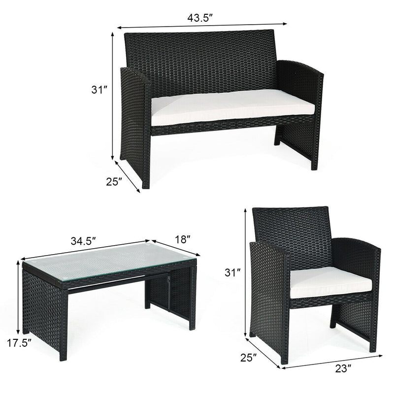 Load image into Gallery viewer, Patio Furniture 4 Pieces Rattan Conversation Sofa Set - GoplusUS
