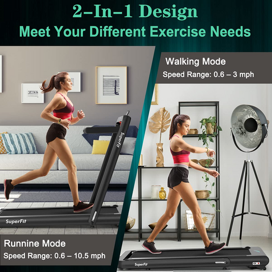 Goplus 2 in 1 Folding Treadmill 4.75HP Superfit Under Desk