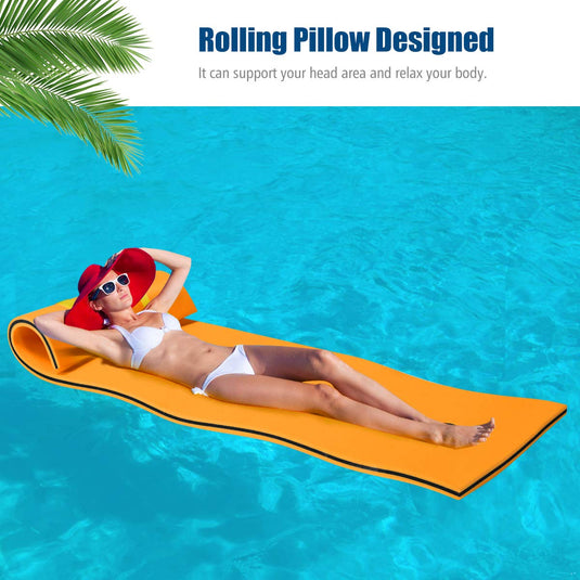 Floating Water Pad Mat, with Rolling Pillow Design - GoplusUS