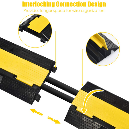 Goplus Rubber Cable Protectors, 2 Channel Hose Cable Protector Ramp Heavy Duty Traffic Speed Bump - GoplusUS