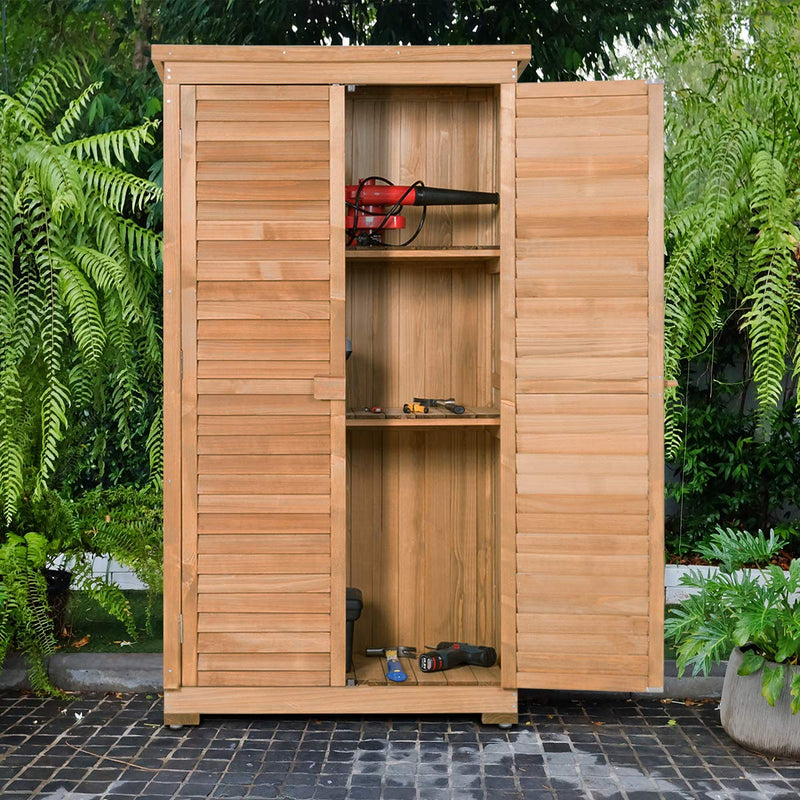 Load image into Gallery viewer, Outdoor Storage Shed Wooden Shutter Design Fir Wood Lockers for Garden Yard - GoplusUS
