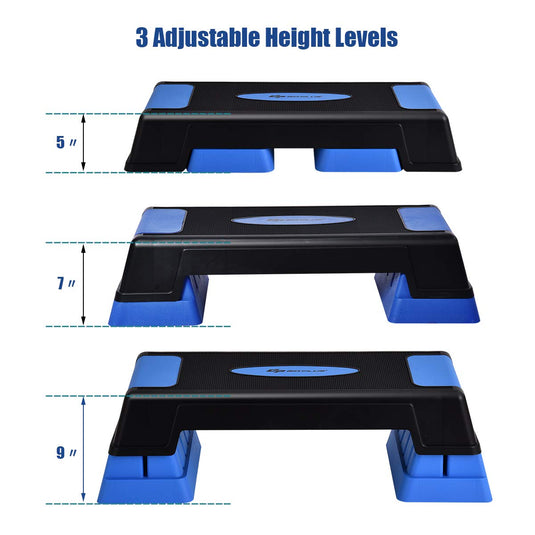 30'' Aerobic Stepper with Risers, 5 x 7 x 9 Levels Height Adjustable - GoplusUS