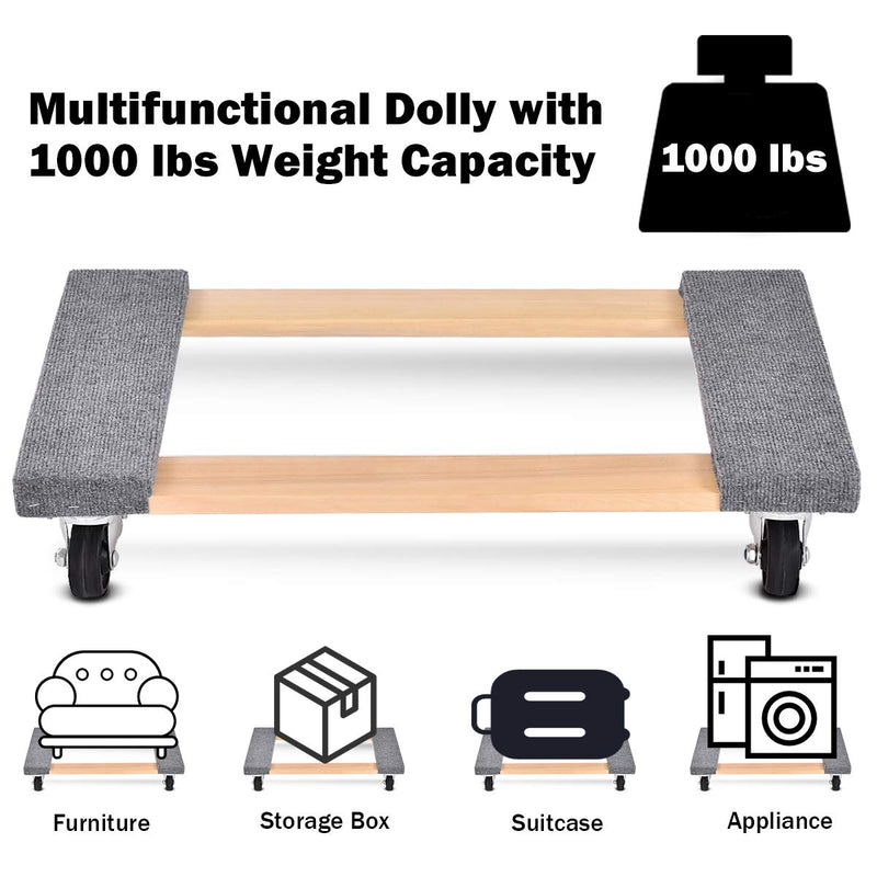 Load image into Gallery viewer, Moving Dolly Heavy Duty Wood Furniture Dllies Movers Carrier (30&quot;x18&quot; with Carpet End) - GoplusUS
