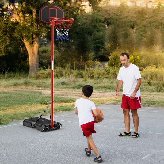 Portable Basketball Hoop, Height Adjustable Basketball Goal System [6.5FT-8.5FT] w/Shatterproof Backboard