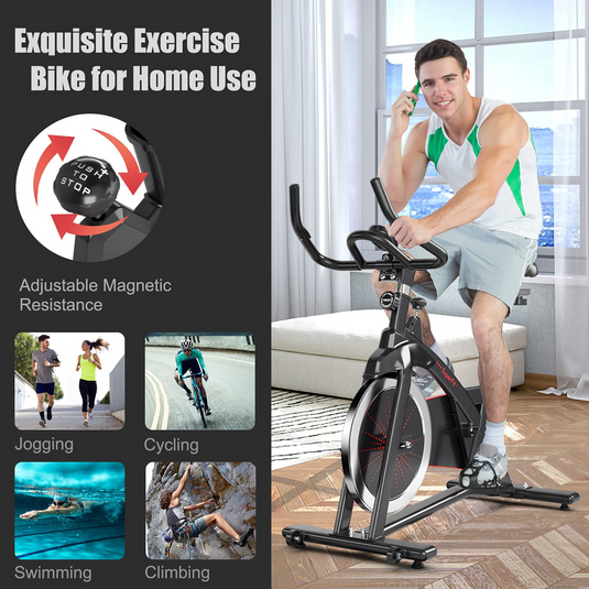 Goplus Indoor Magnetic Exercise Bike Fitness Cycling Bike W Adjustab GoplusUS