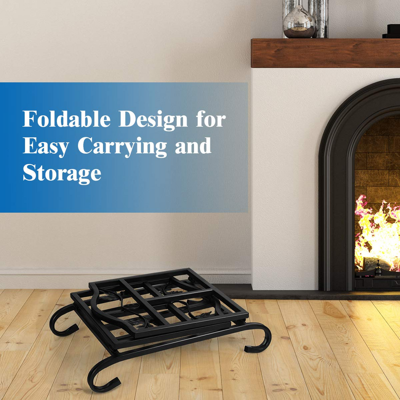 Load image into Gallery viewer, Goplus Foldable Firewood Log Rack, Wrought Iron Firewood Storage Carrier - GoplusUS
