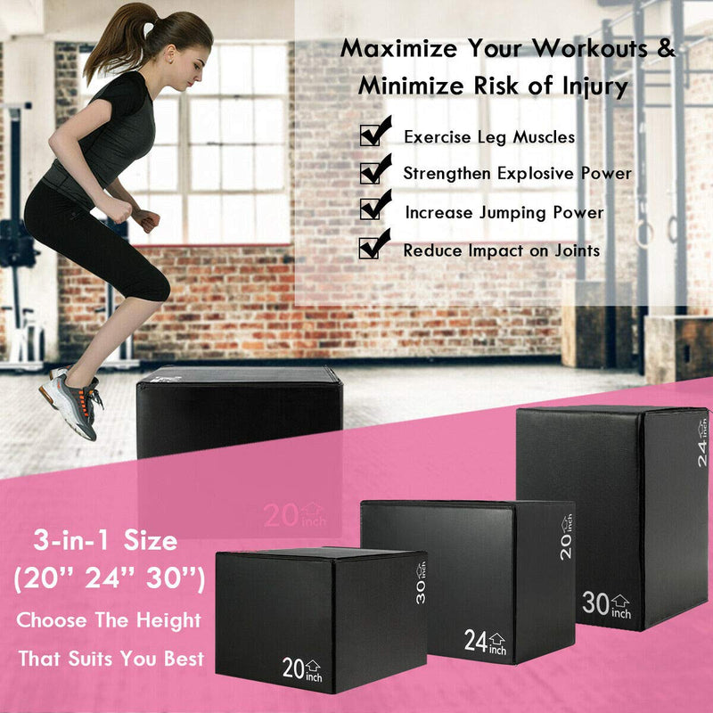 Load image into Gallery viewer, 3-in-1 Jumping Box, Height Adjustment Fitness Foam Plyometric Box - GoplusUS
