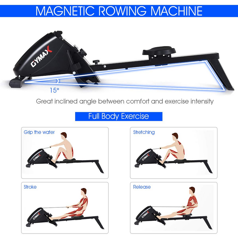 Load image into Gallery viewer, Goplus Magnetic Rowing Machine, Foldable Rower with 10-Level Tension Resistance System (Black) - GoplusUS
